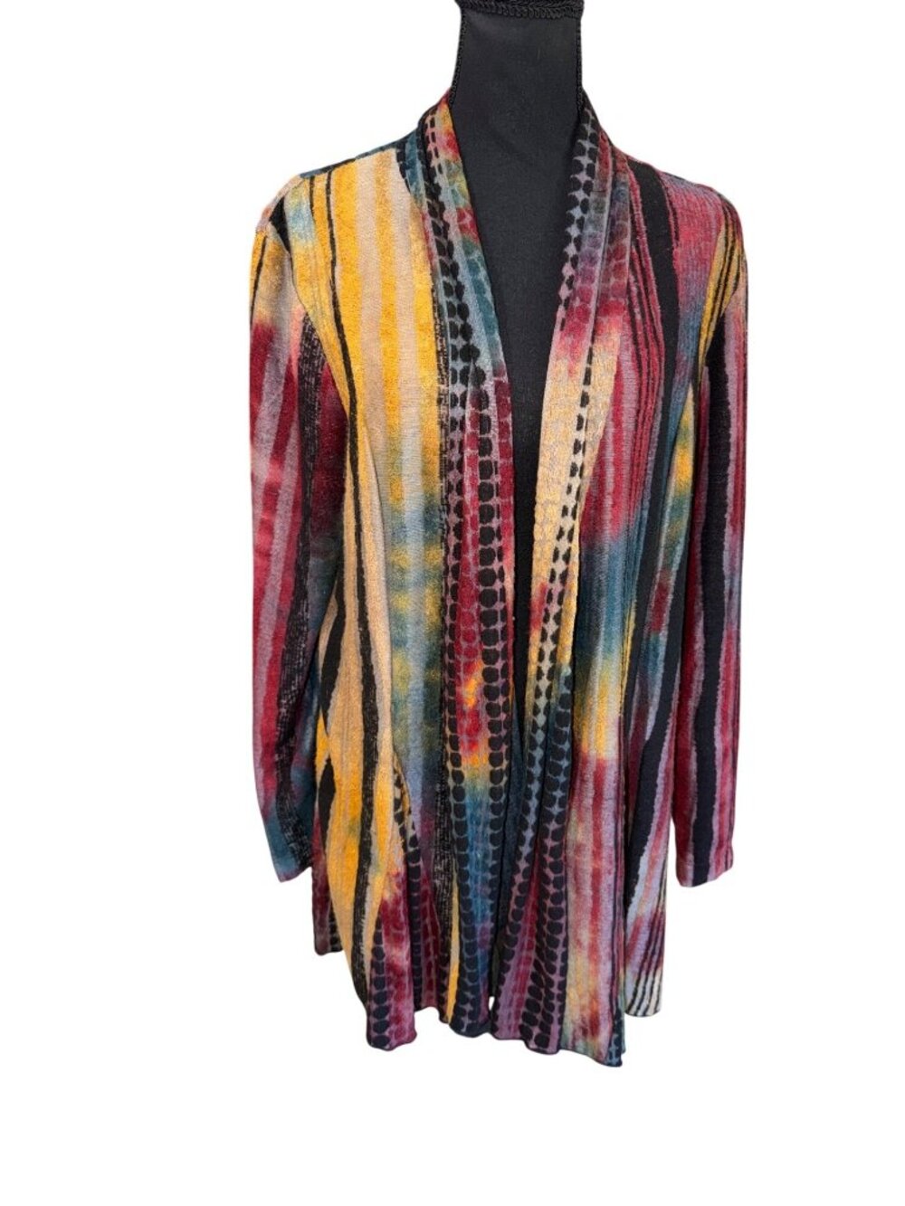 Ali Miles Multicolor Boho Open Front Cardigan Women XL Soft Lightweight Knit